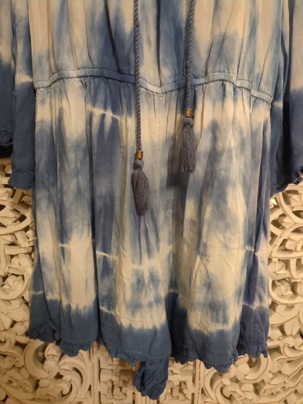 L π ππ Boho Long Sleeve Tie Dye Romper Shorts - Picture 4 of 16